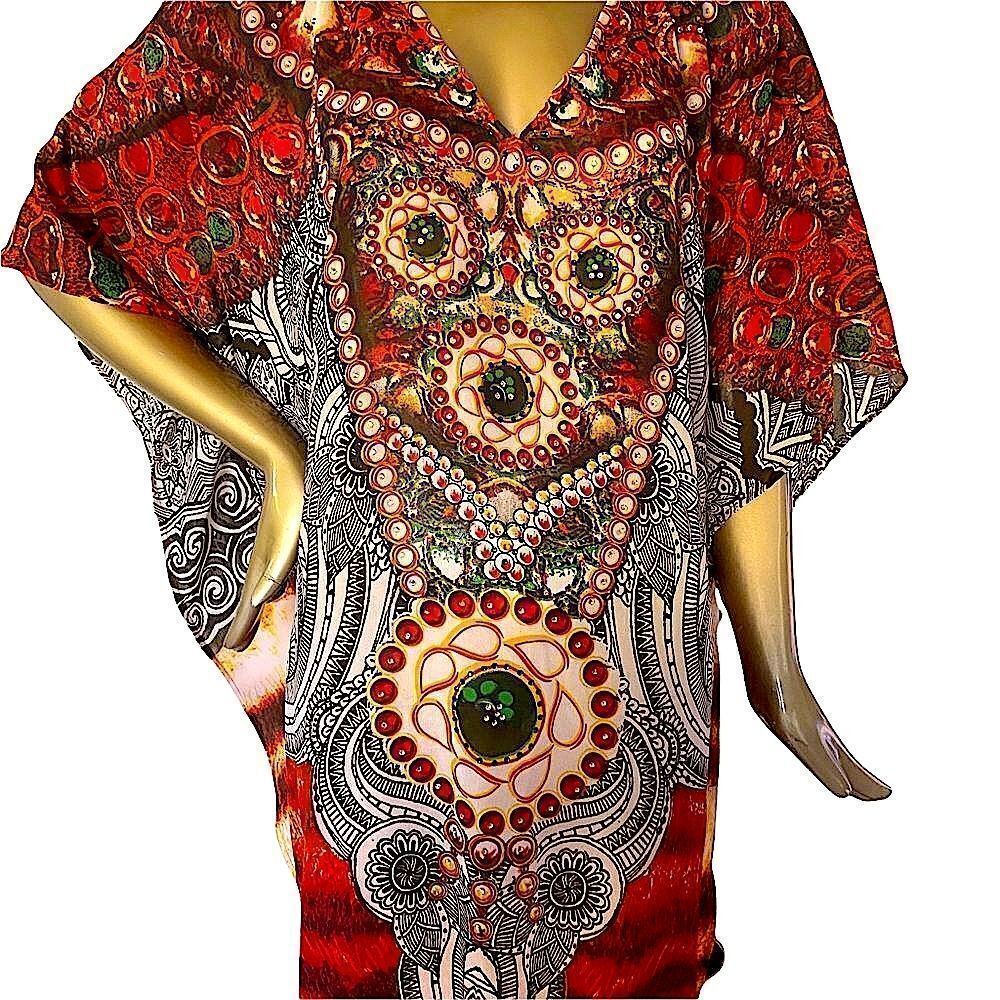 COPY - Abstract Caftan flowing material,  o/s rhinestone embellishment